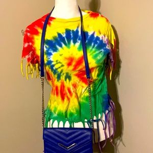 Tie dye fringe top and crossbody.